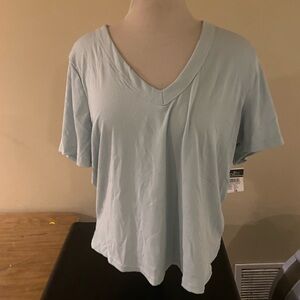 NWT RUE21 teal V-neck short sleeve crop top